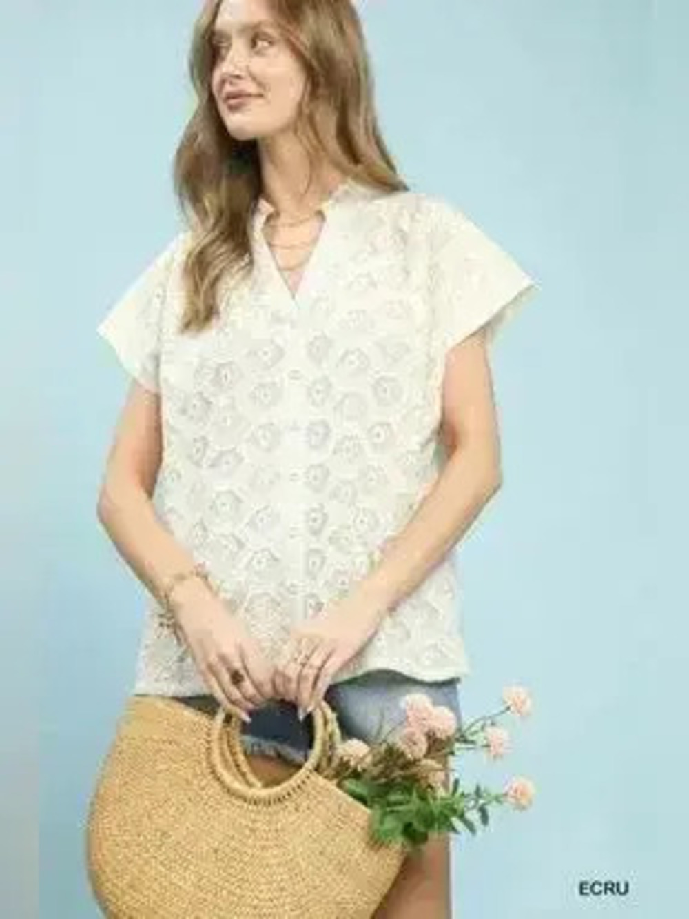 Umgee Lace Button-Front Top - Picture 4 of 7
